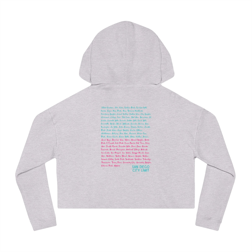 San Diego Beach Neighborhoods Cropped Hoodie (Pink)