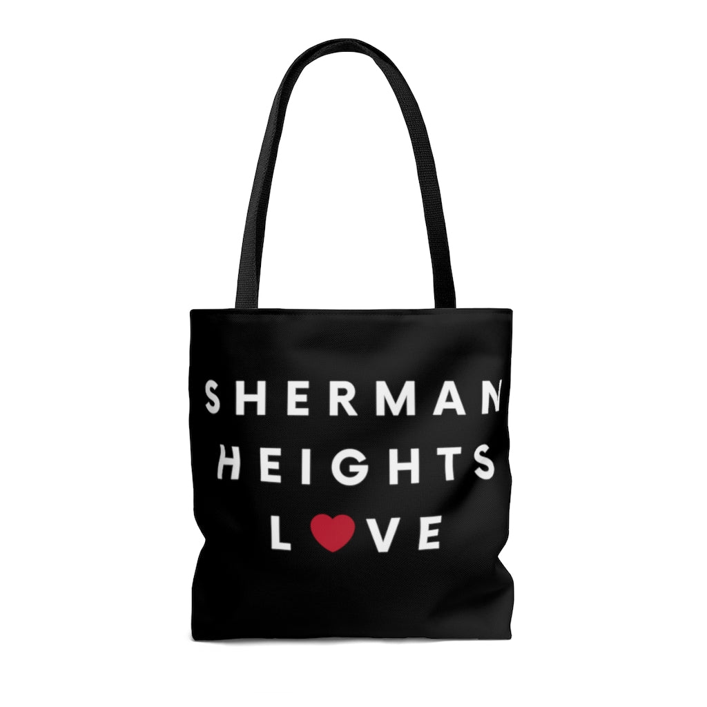 Sherman Heights Love Black Tote Bag, SD Beach Bag