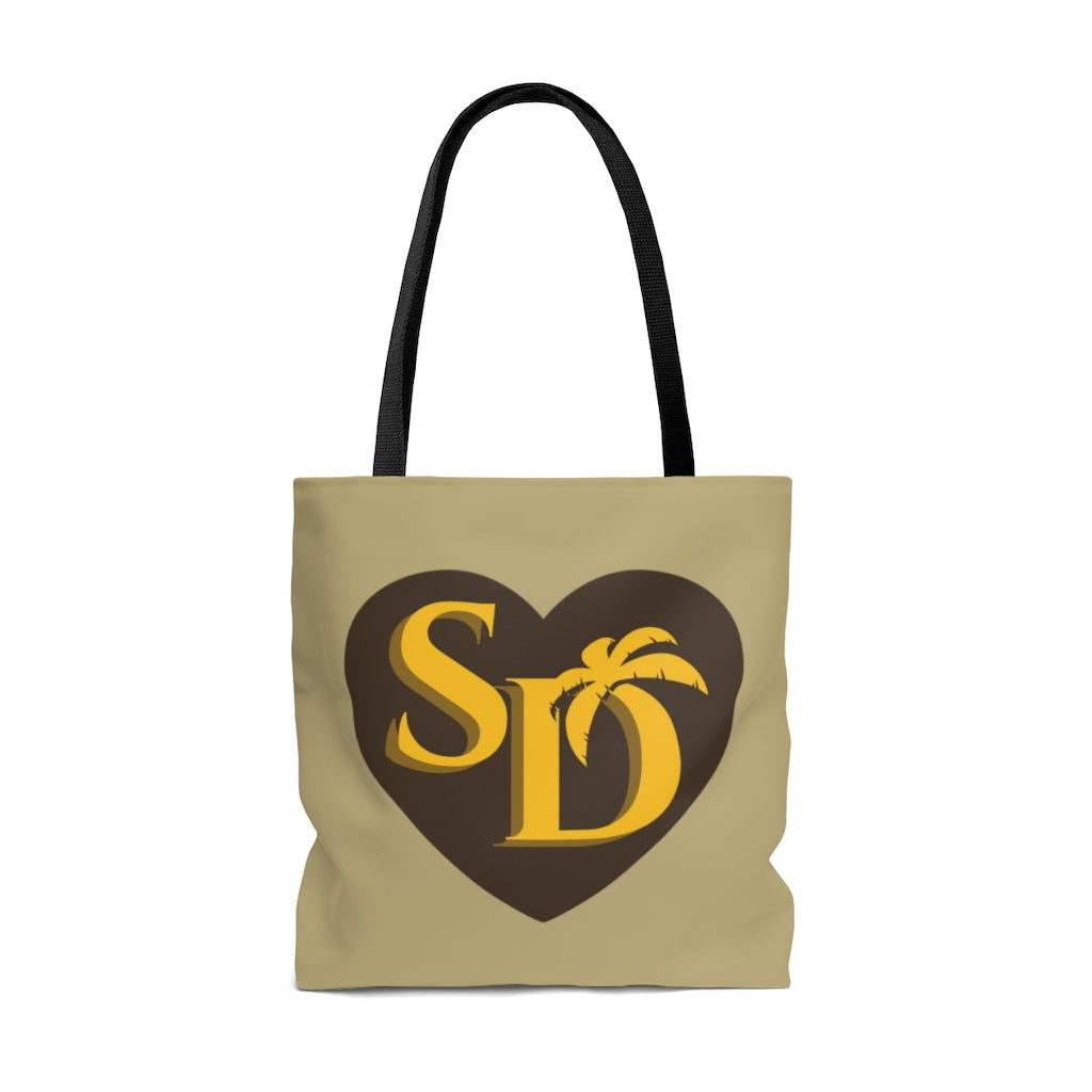 I Heart SD Sand, Brown and Gold Tote Bag