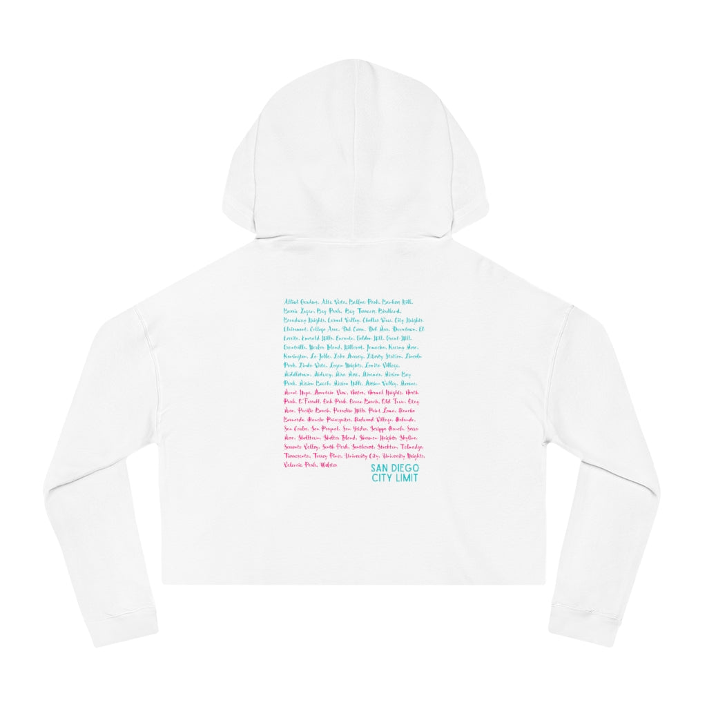San Diego Beach Neighborhoods Cropped Hoodie (Pink)