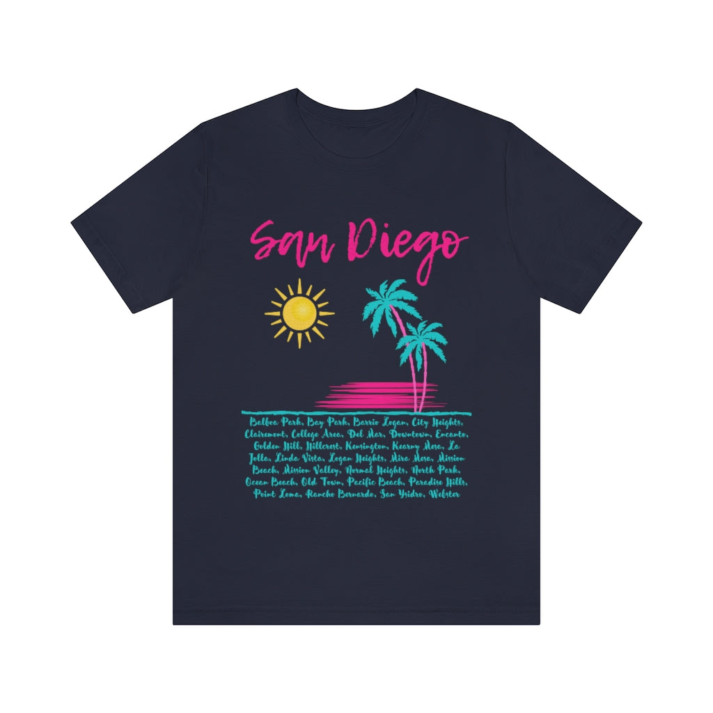 San Diego Neighborhoods Tee | SD Areas T-shirt (Pink)