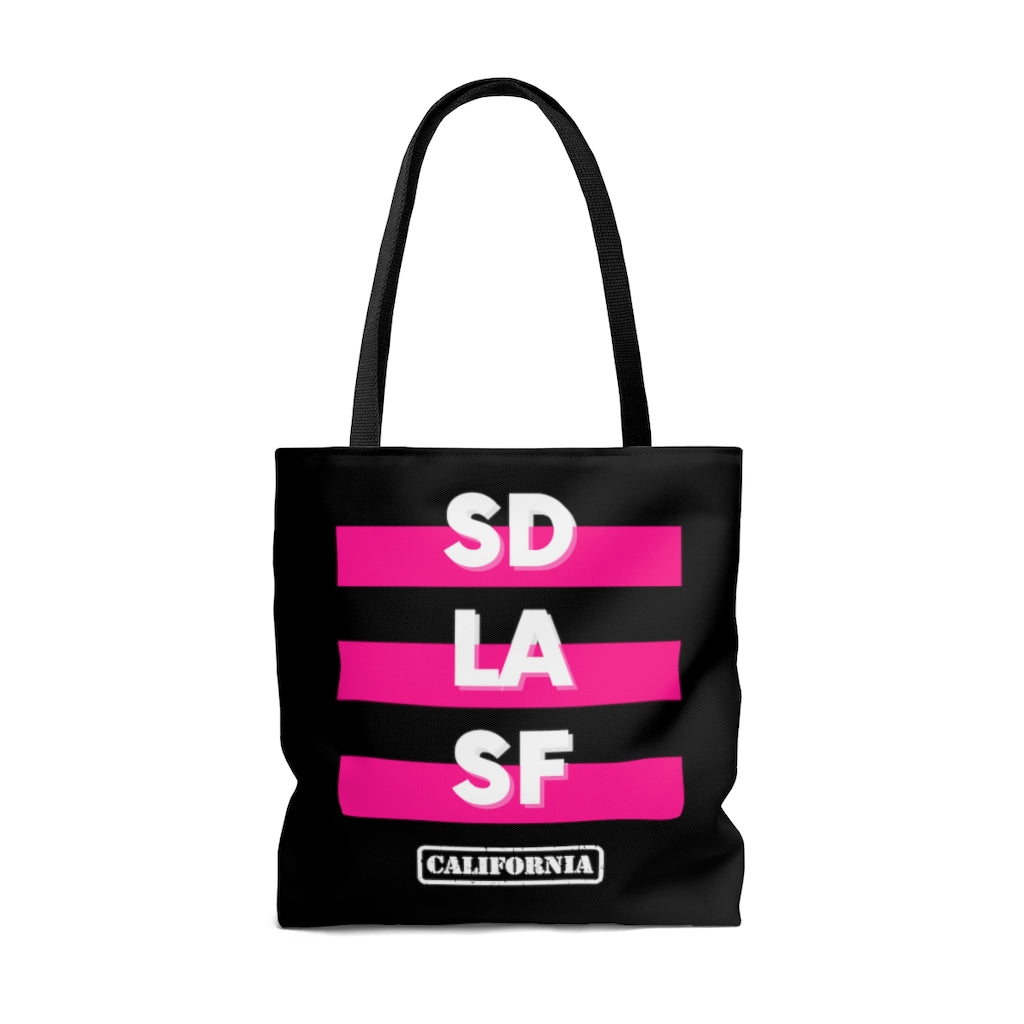 SD LA SF California Pink and Black Tote Bag