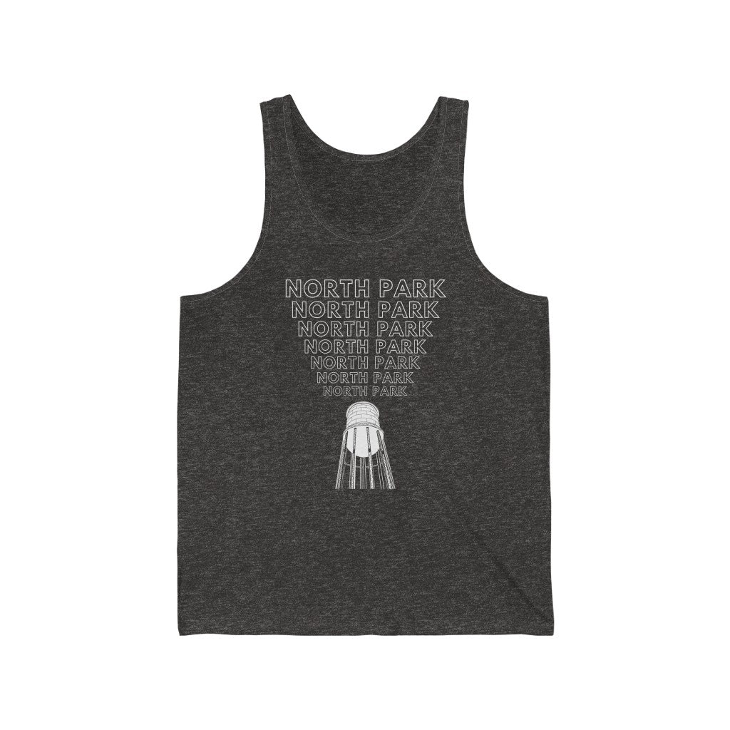 "Yell North Park" Tank-Top, NP Water Tower Sleeveless Shirt (Unisex)