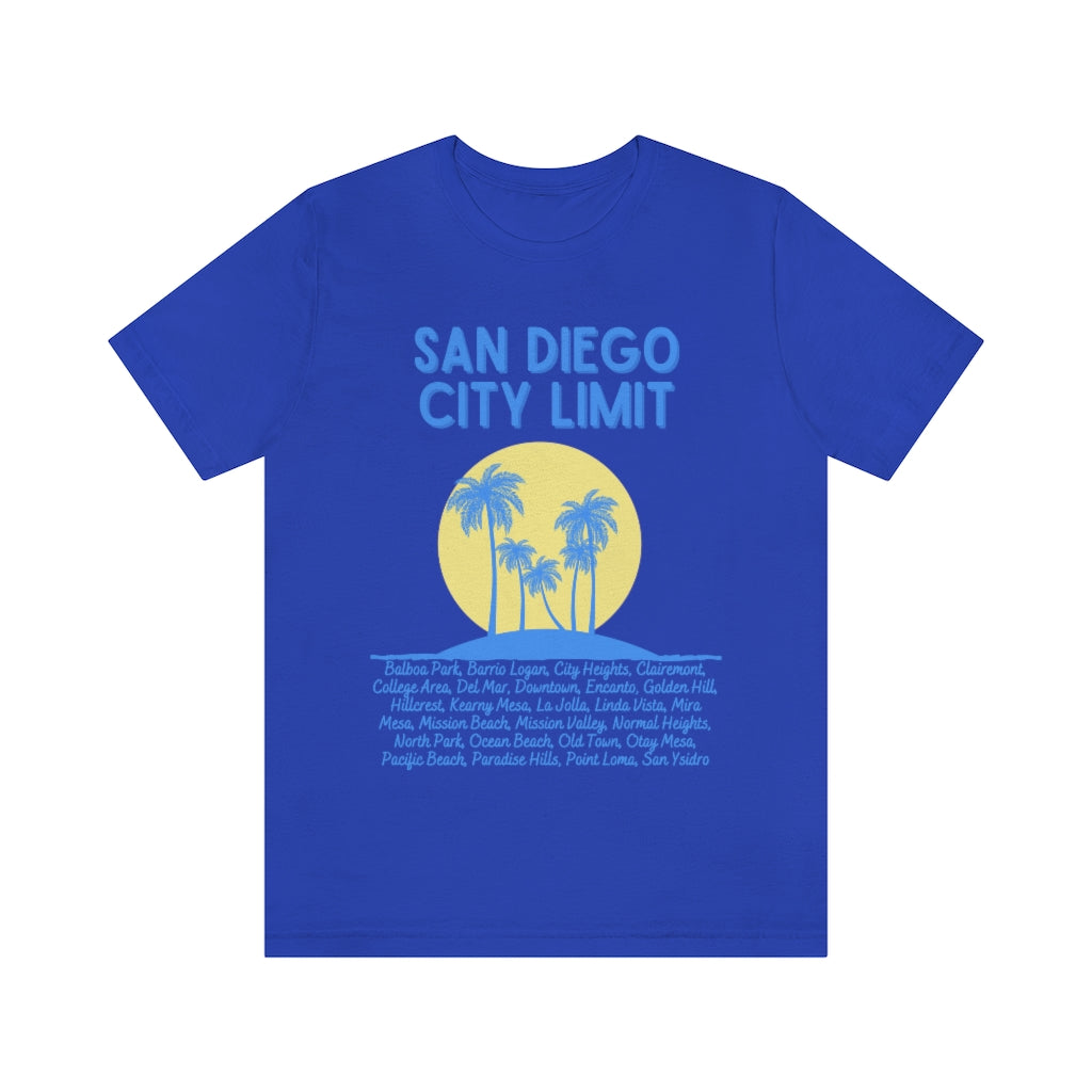 San Diego City Limit Tee | SD Areas on back (Baby Blue)