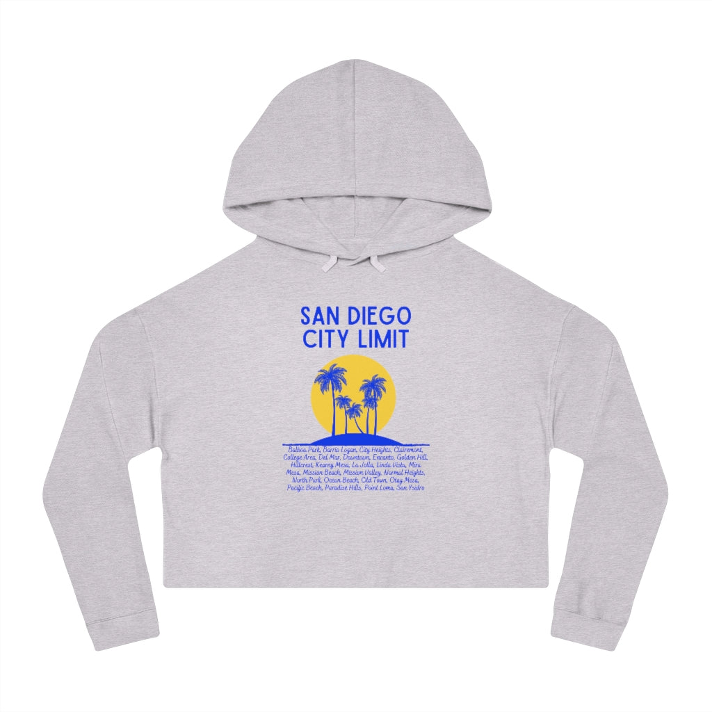 San Diego City Limit Cropped Hooded | SD Areas on back (Royal Blue)