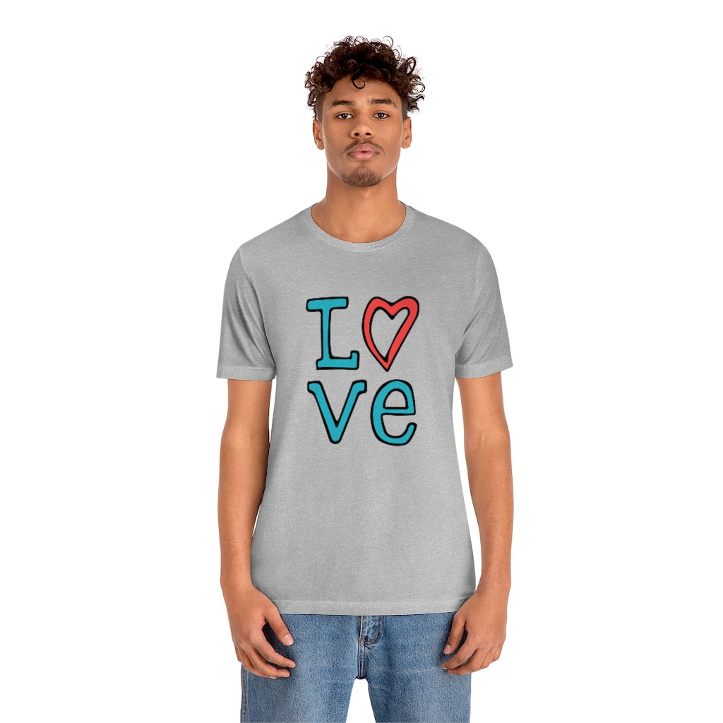 LOVE T-shirt (Red and Teal)