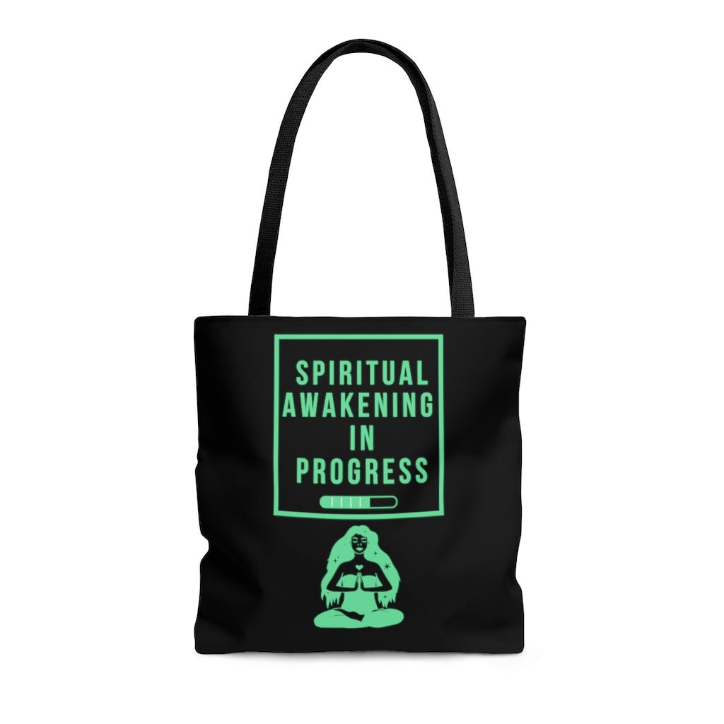 Spiritual Awakening Green and Black Tote Bag
