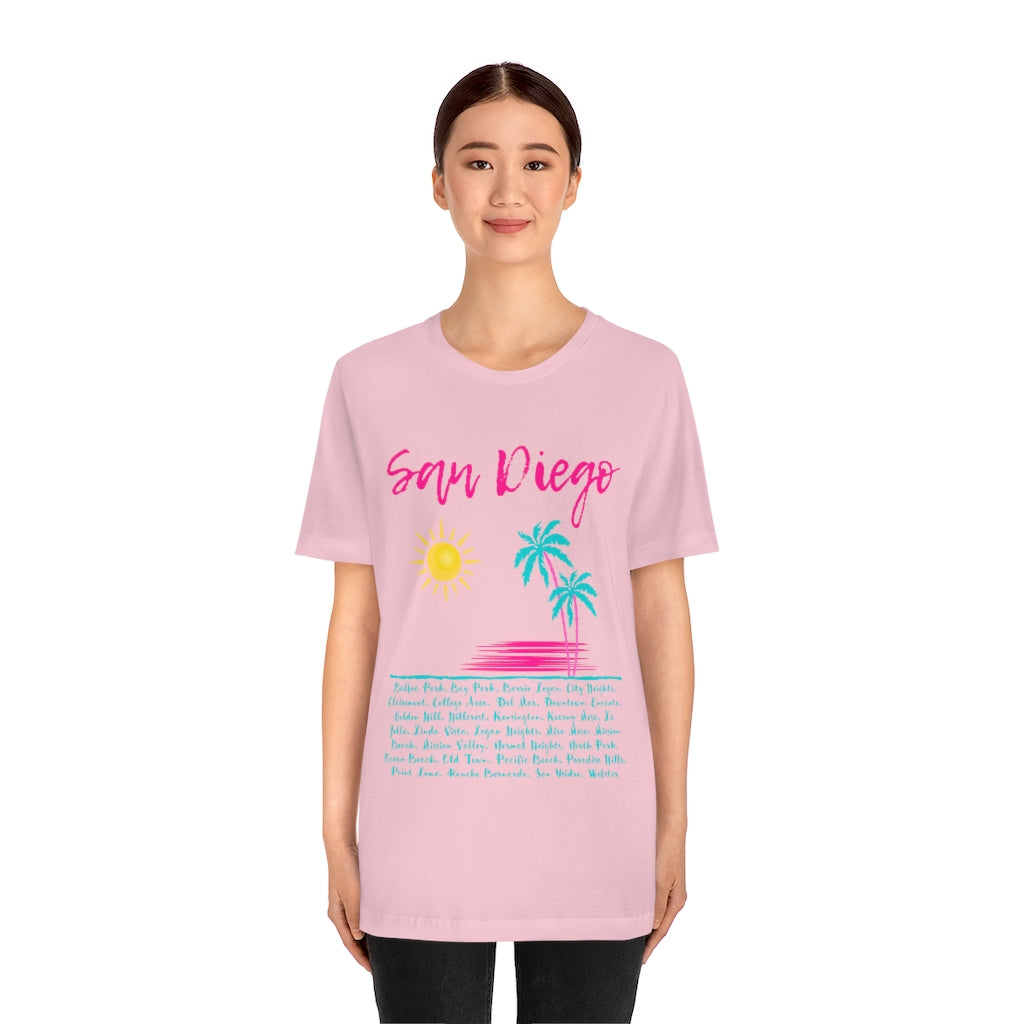 San Diego Neighborhoods Tee | SD Areas T-shirt (Pink)