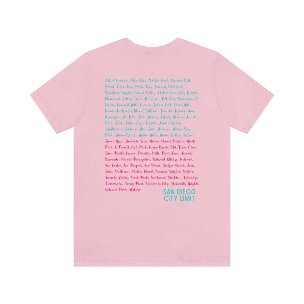 San Diego Neighborhoods Tee | SD Areas T-shirt (Pink)