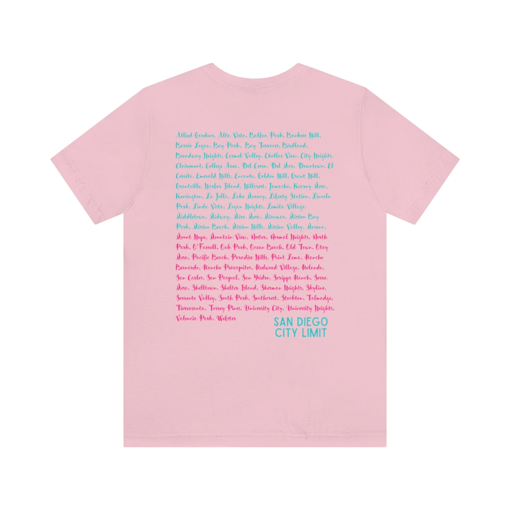 San Diego Neighborhoods Tee | SD Areas T-shirt (Pink)