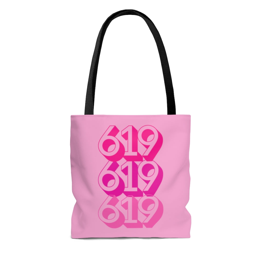 619 Tote Bag | Pink San Diego Area Code Bag