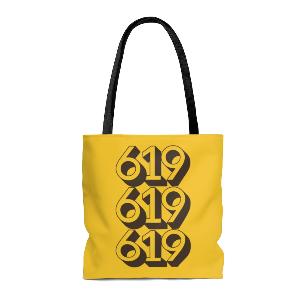 619 Tote Bag, San Diego Gold and Brown Beach Bag, SD Shopping Bag