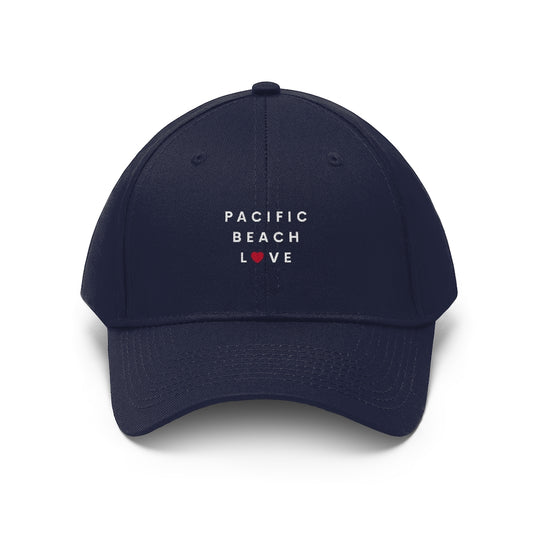 Pacific Beach Love Twill Hat, San Diego Neighborhood Cap (Unisex) (Multiple Colors Avail)