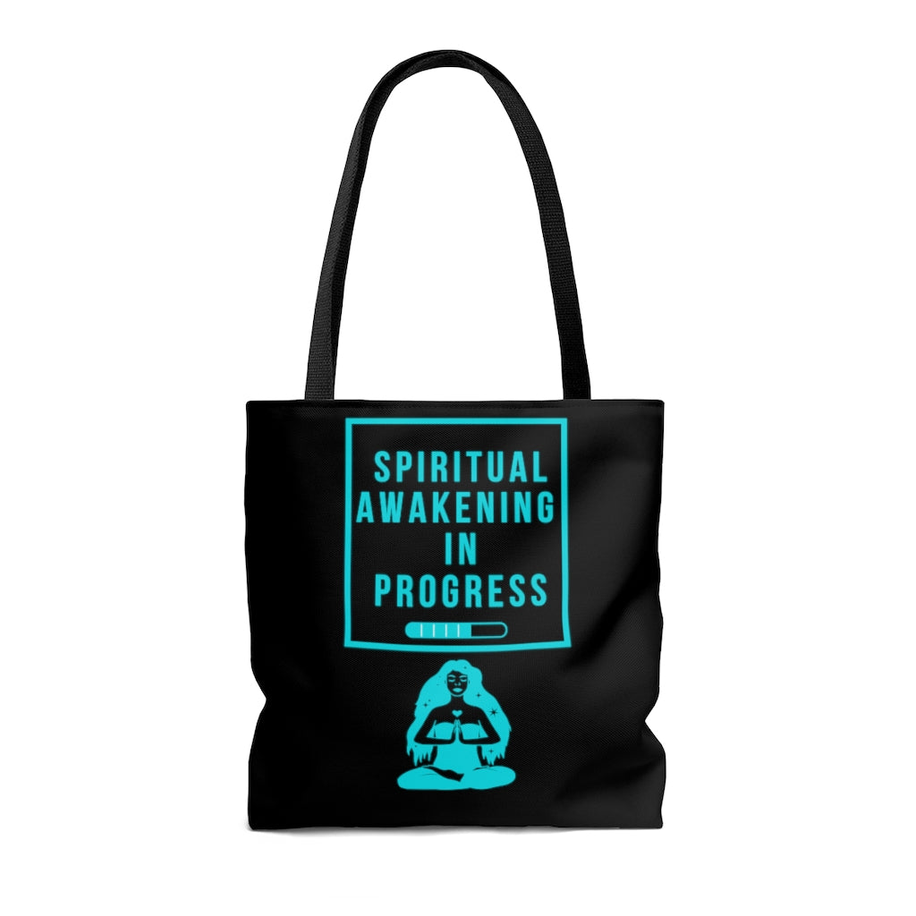 Spiritual Awakening Teal and Black Tote Bag