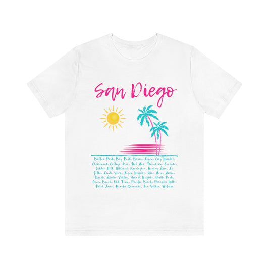 San Diego Neighborhoods Tee | SD Areas T-shirt (Pink)