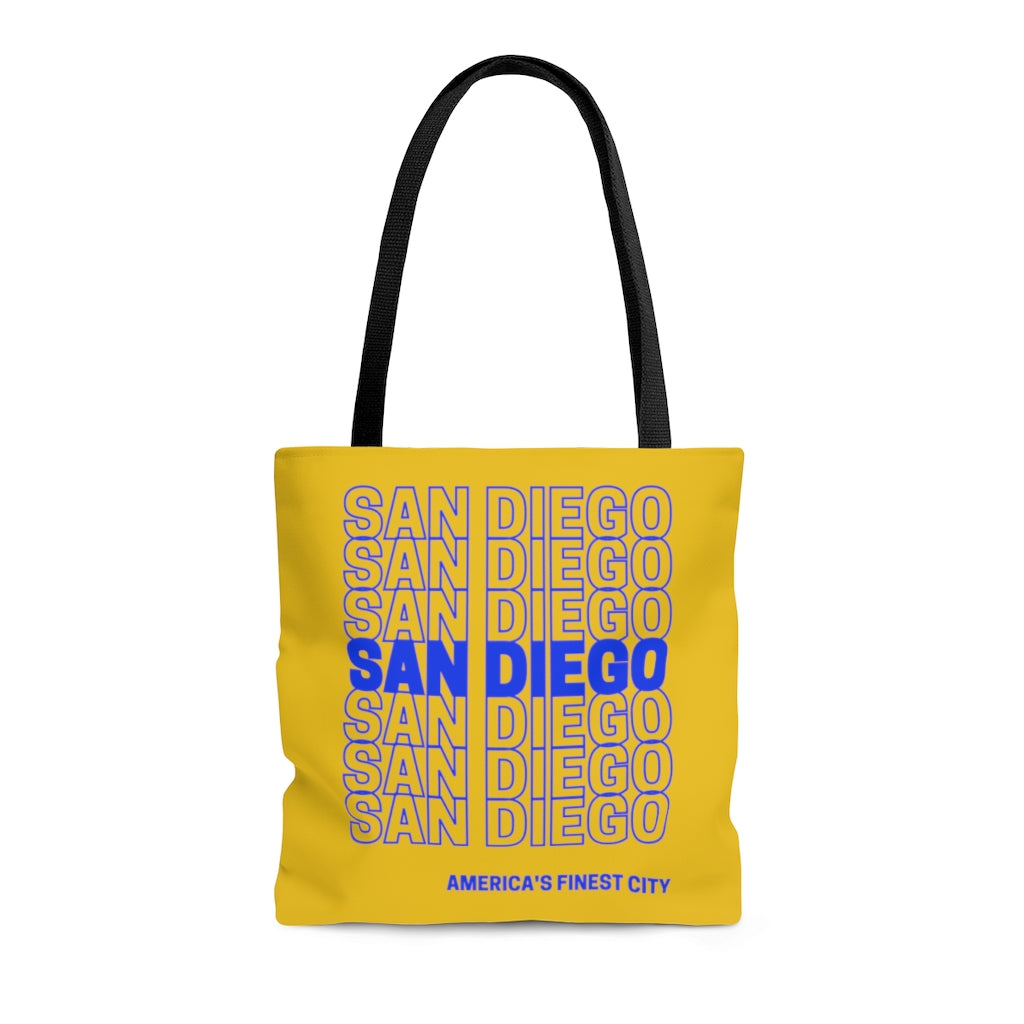 San Diego Blue & Yellow Tote Bag, America's Finest City Beach Bag