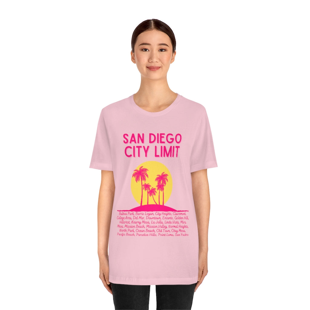 San Diego City Limit Tee | SD Areas on back (Pink)