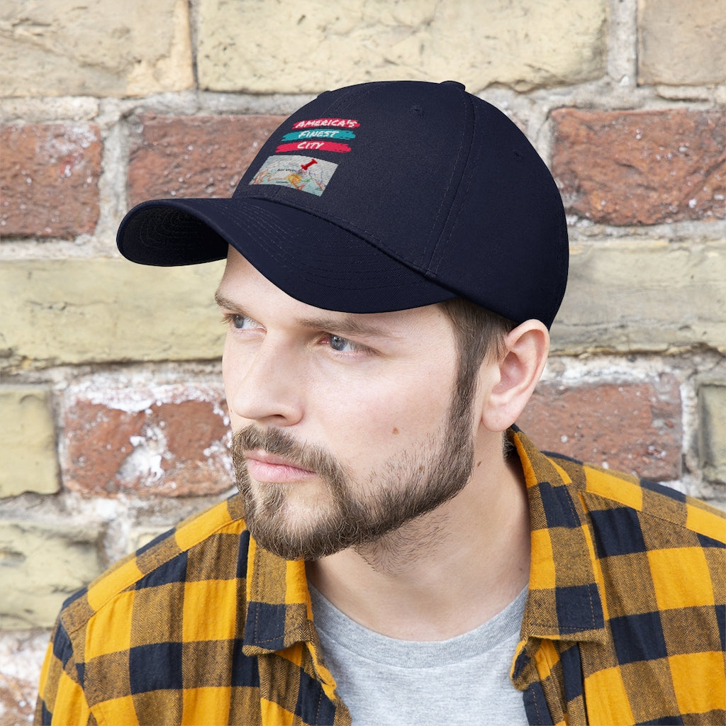 America's Finest City Twill Hat, San Diego Map Cap (Unisex) (Multiple Colors Avail)