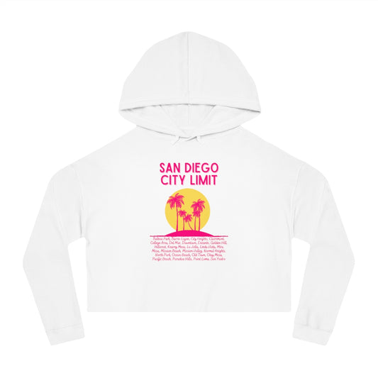 San Diego City Limit Cropped Hooded | SD Areas on back (Pink)