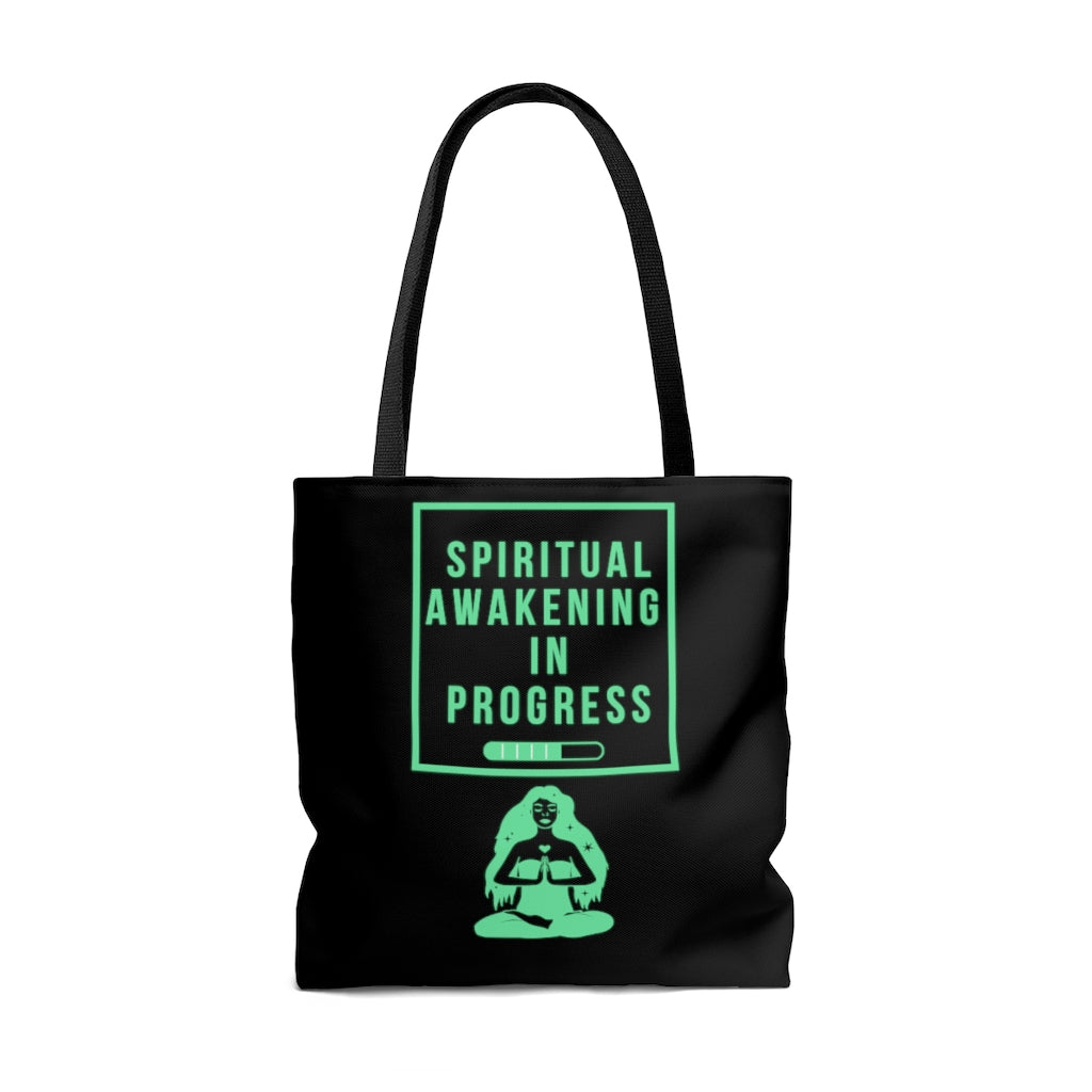 Spiritual Awakening Green and Black Tote Bag