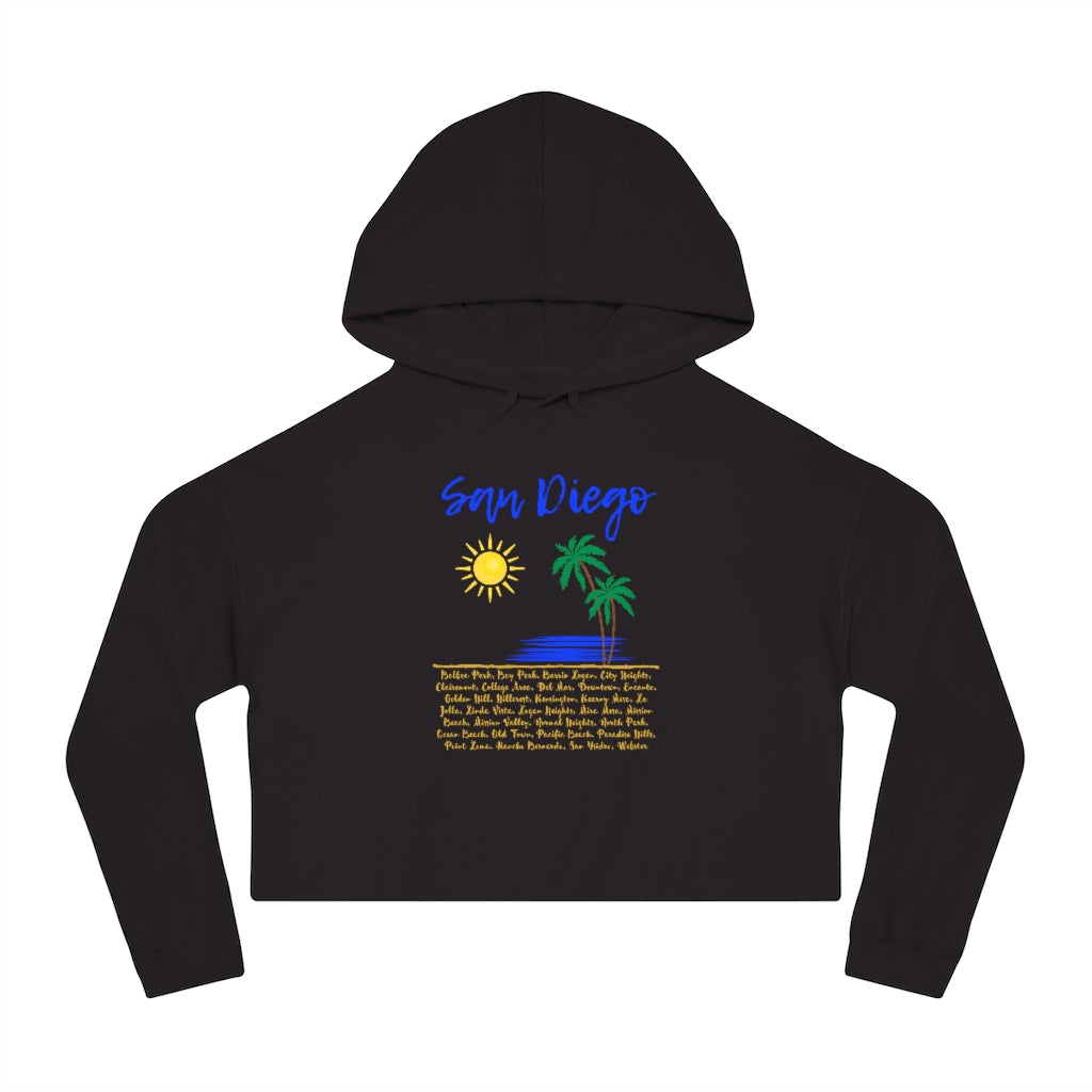San Diego Beach Neighborhoods Cropped Hoodie (Blue)