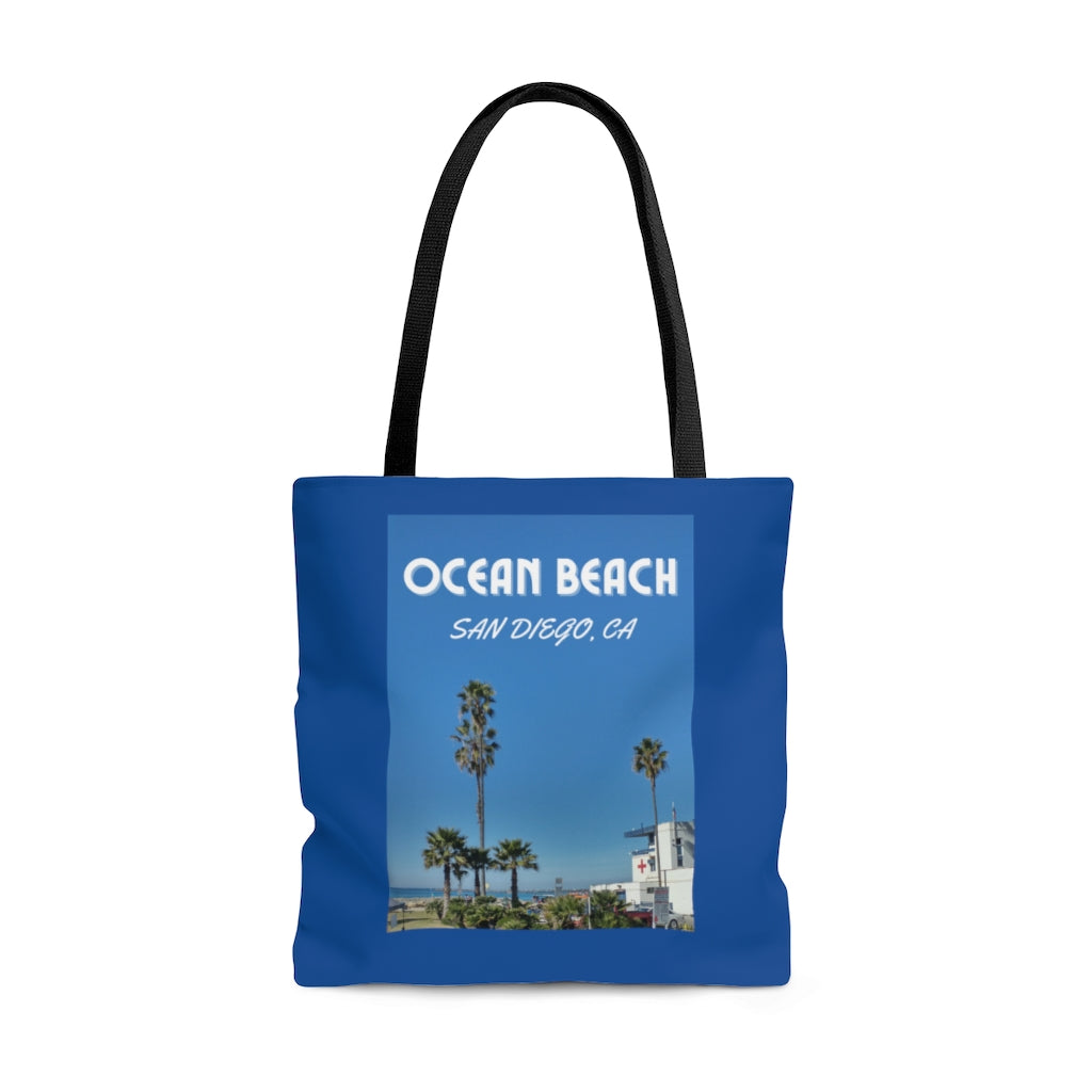 Ocean Beach Lifeguard Tower Blue Tote Bag