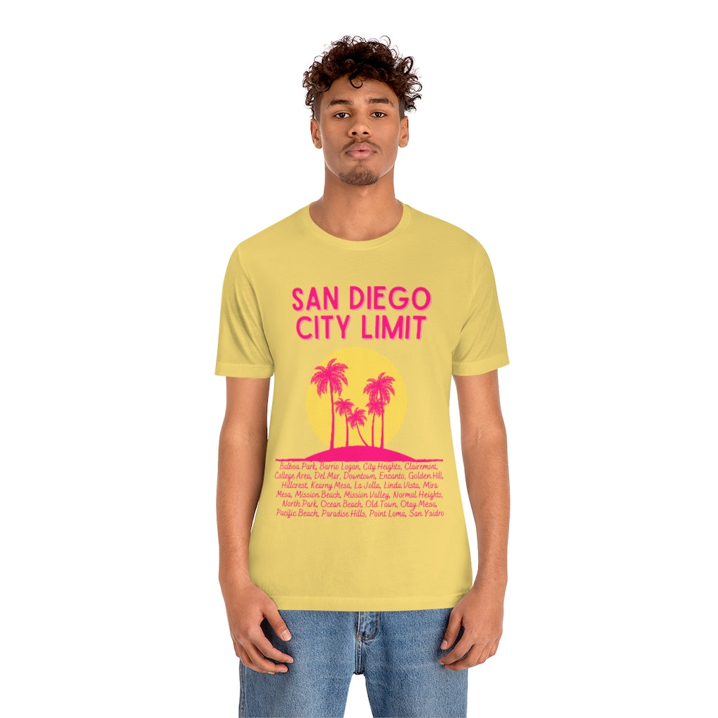 San Diego City Limit Tee | SD Areas on back (Pink)