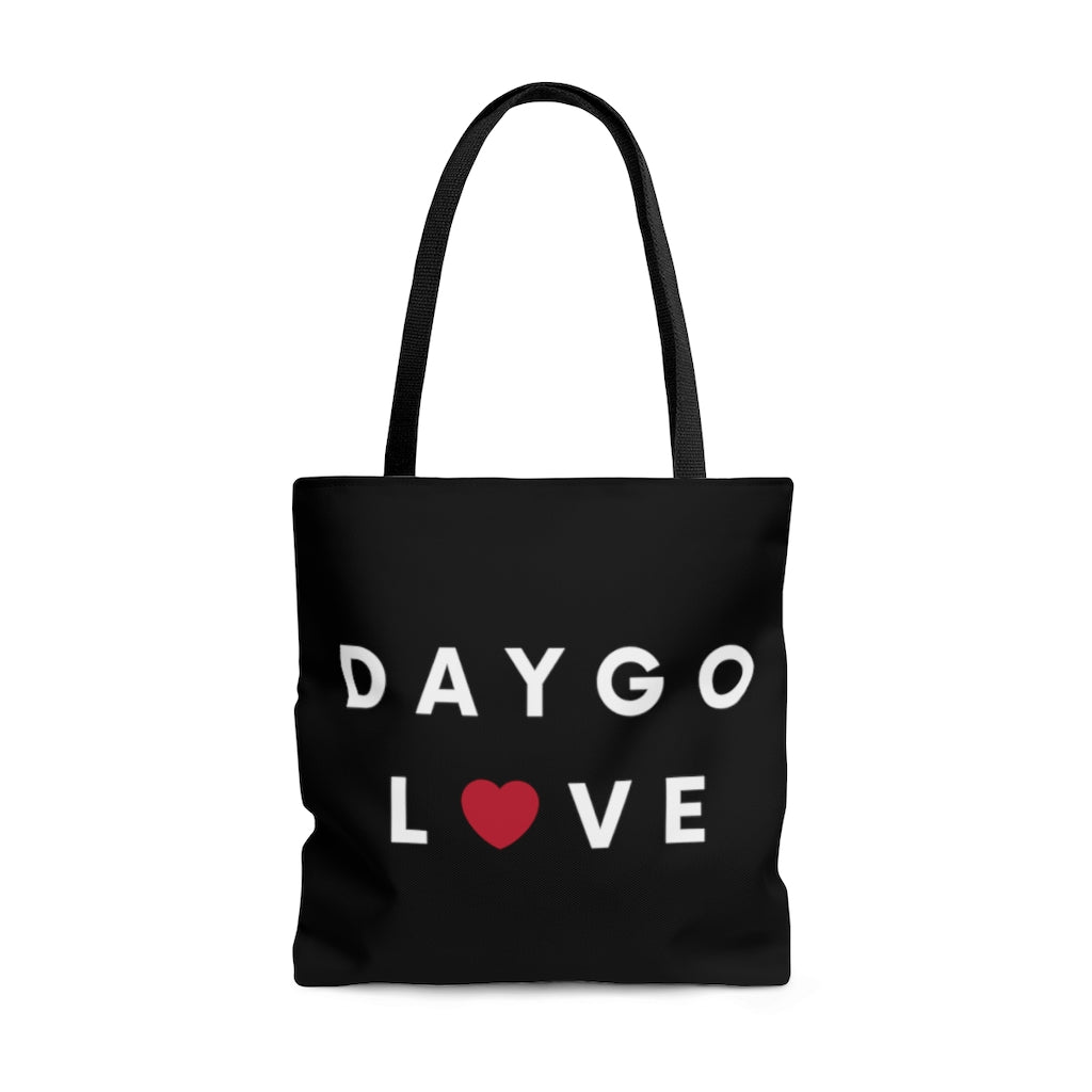 Daygo Love Black Tote Bag, San Diego Neighborhood Beach Bag