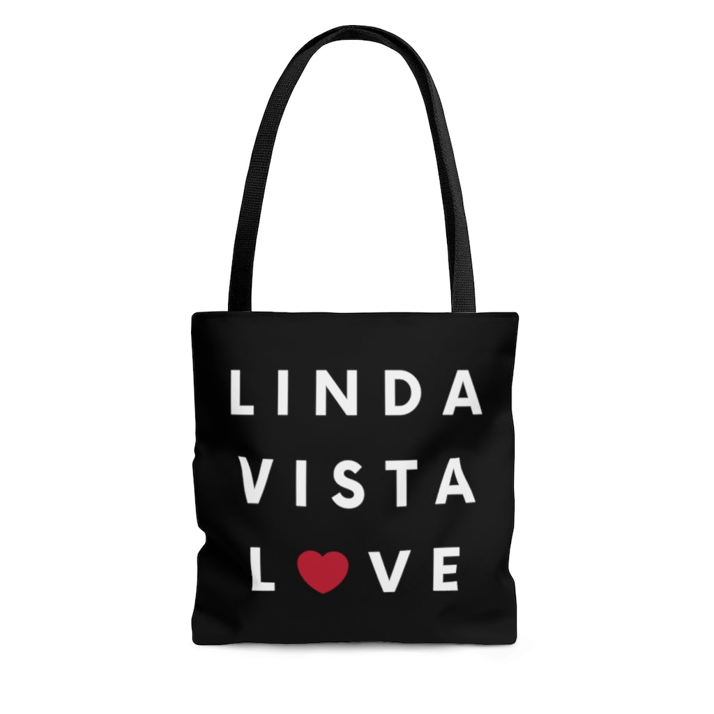 Linda Vista Love Black Tote Bag, SD Beach Bag