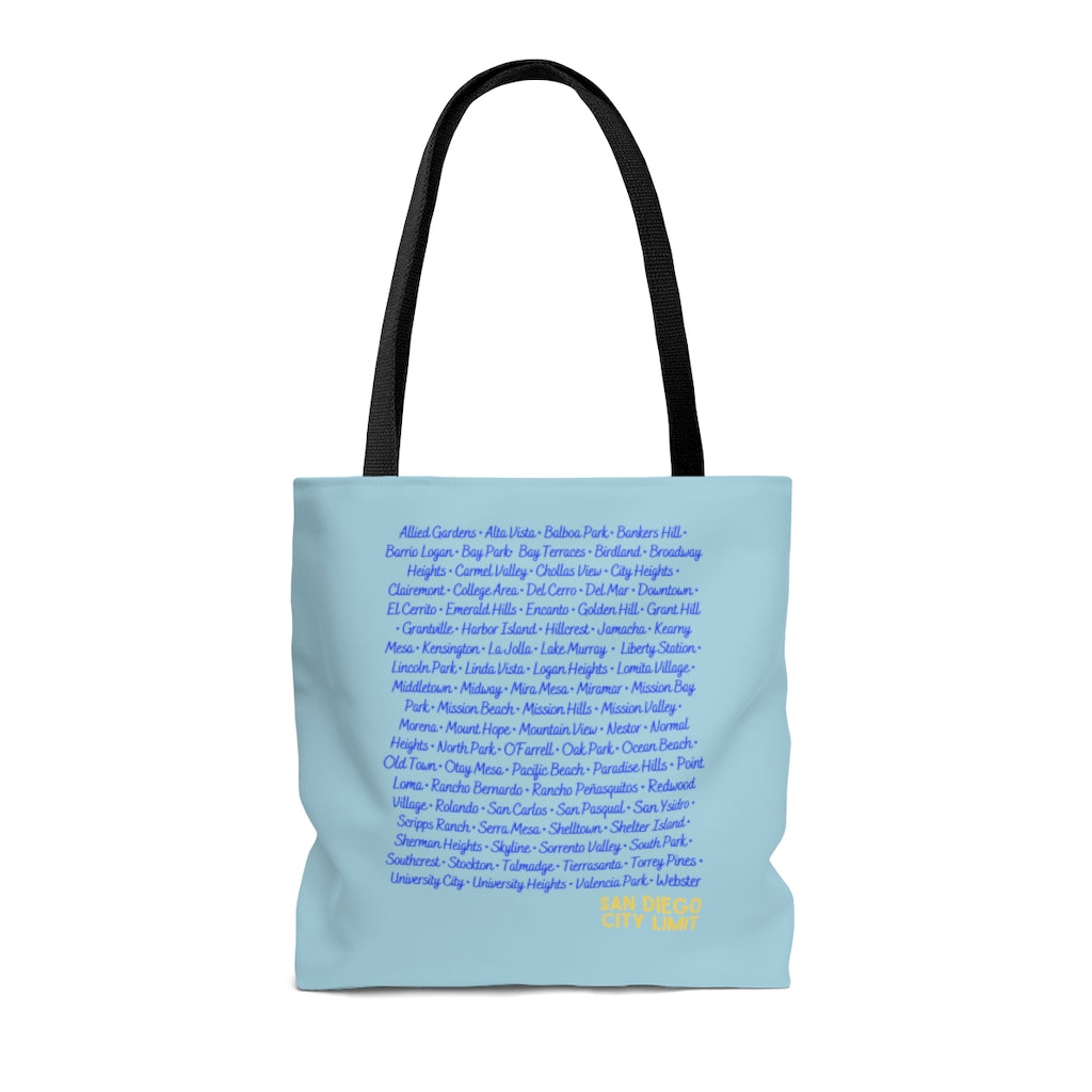 San Diego City Limit Royal Tote Bag | SD Areas (Royal Blue)