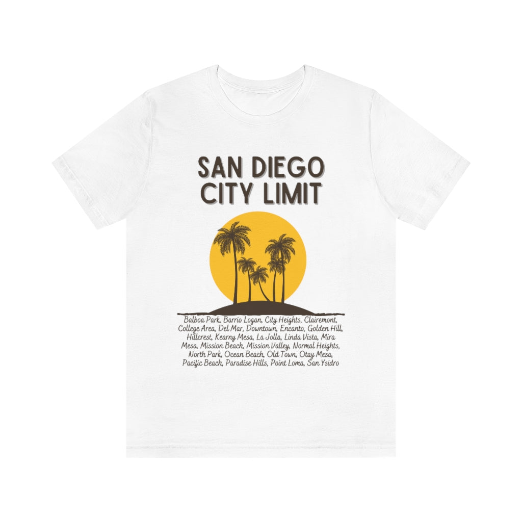 San Diego City Limit Tee | SD Areas on back (Brown)