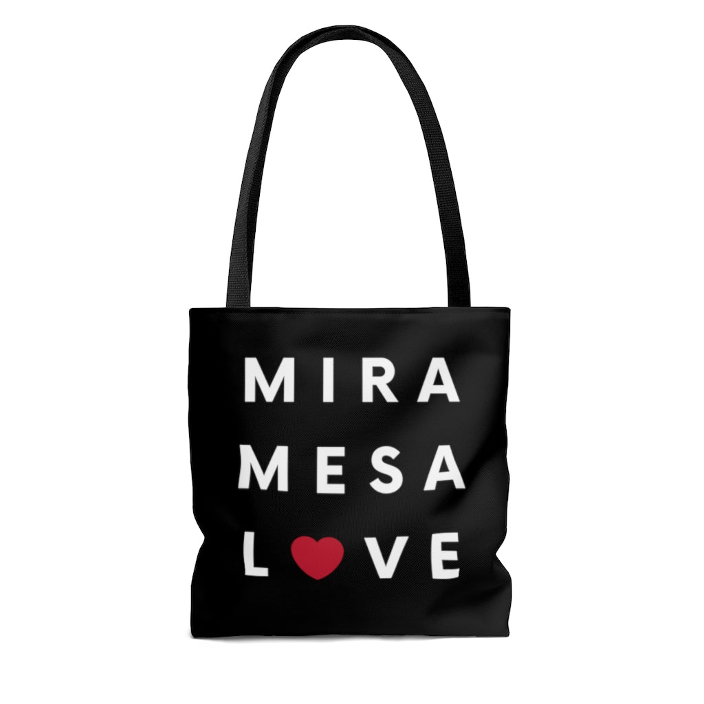 Mira Mesa Love Black Tote Bag, SD Beach Bag