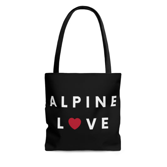 Alpine Love Black Tote Bag, SD Beach Bag, Shopping Bag
