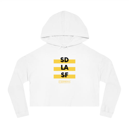 SD LA SF California Cropped Women's Hoodie (Yellow)