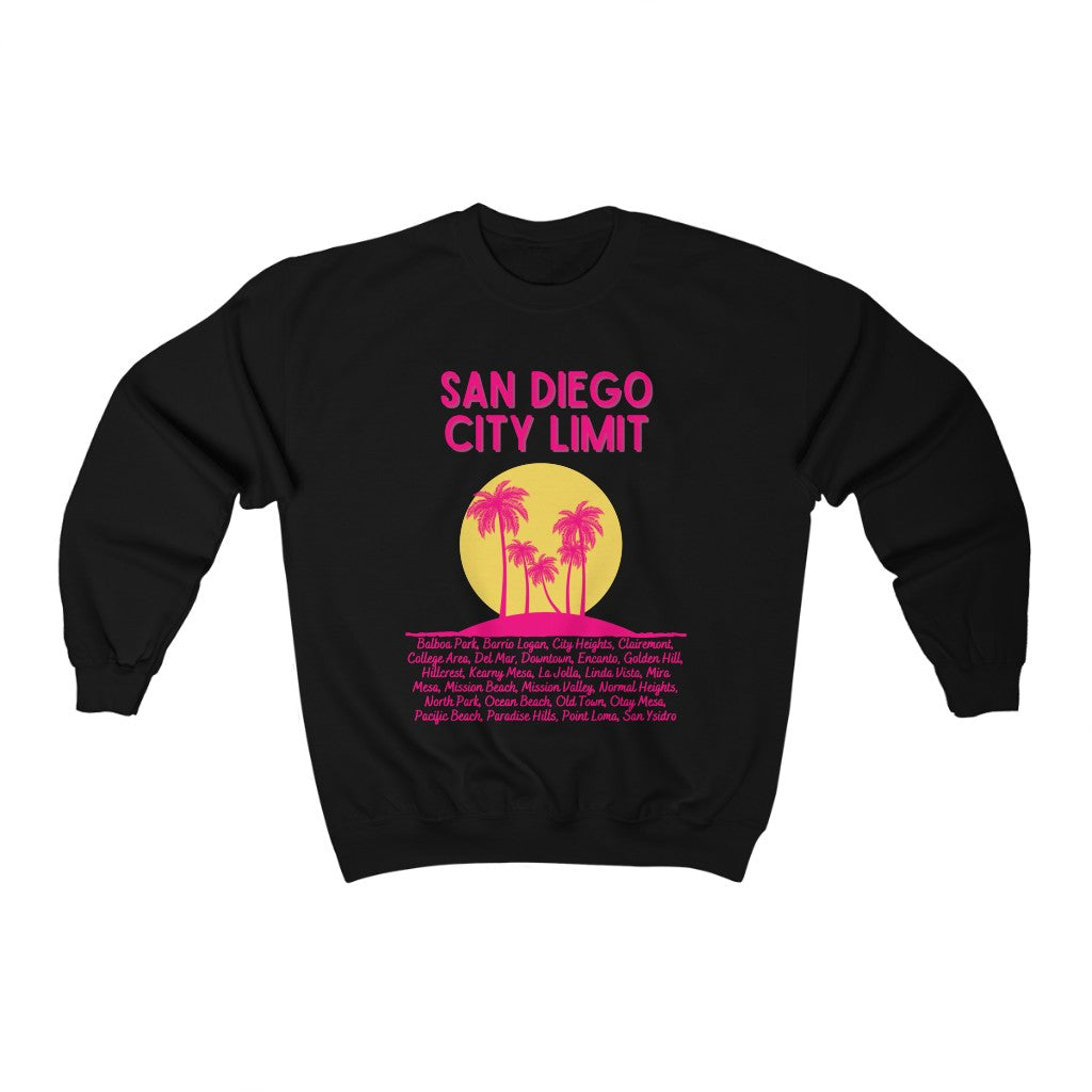 San Diego City Limit Sweatshirt | SD Areas on back (Pink)