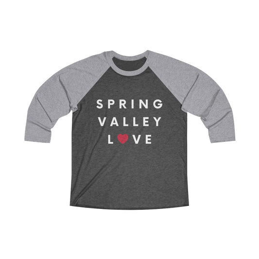 Spring Valley Love Long Sleeve Baseball Tee, San Diego County Neighborhood 3/4 Sleeve T-Shirt (Unisex) (Multiple Colors Avail)