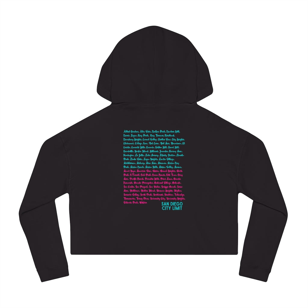San Diego Beach Neighborhoods Cropped Hoodie (Pink)