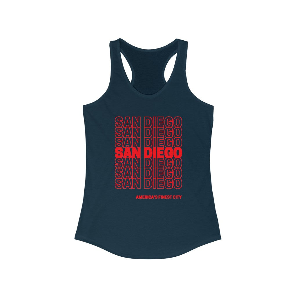 San Diego "Thank You" Women's Racerback Tank Top (Red)