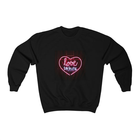 Love 24 Hours Neon Sign Sweatshirt