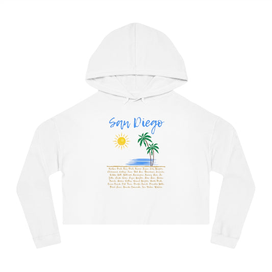 San Diego Neighborhoods Women's Cropped Hoodie (Baby Blue)