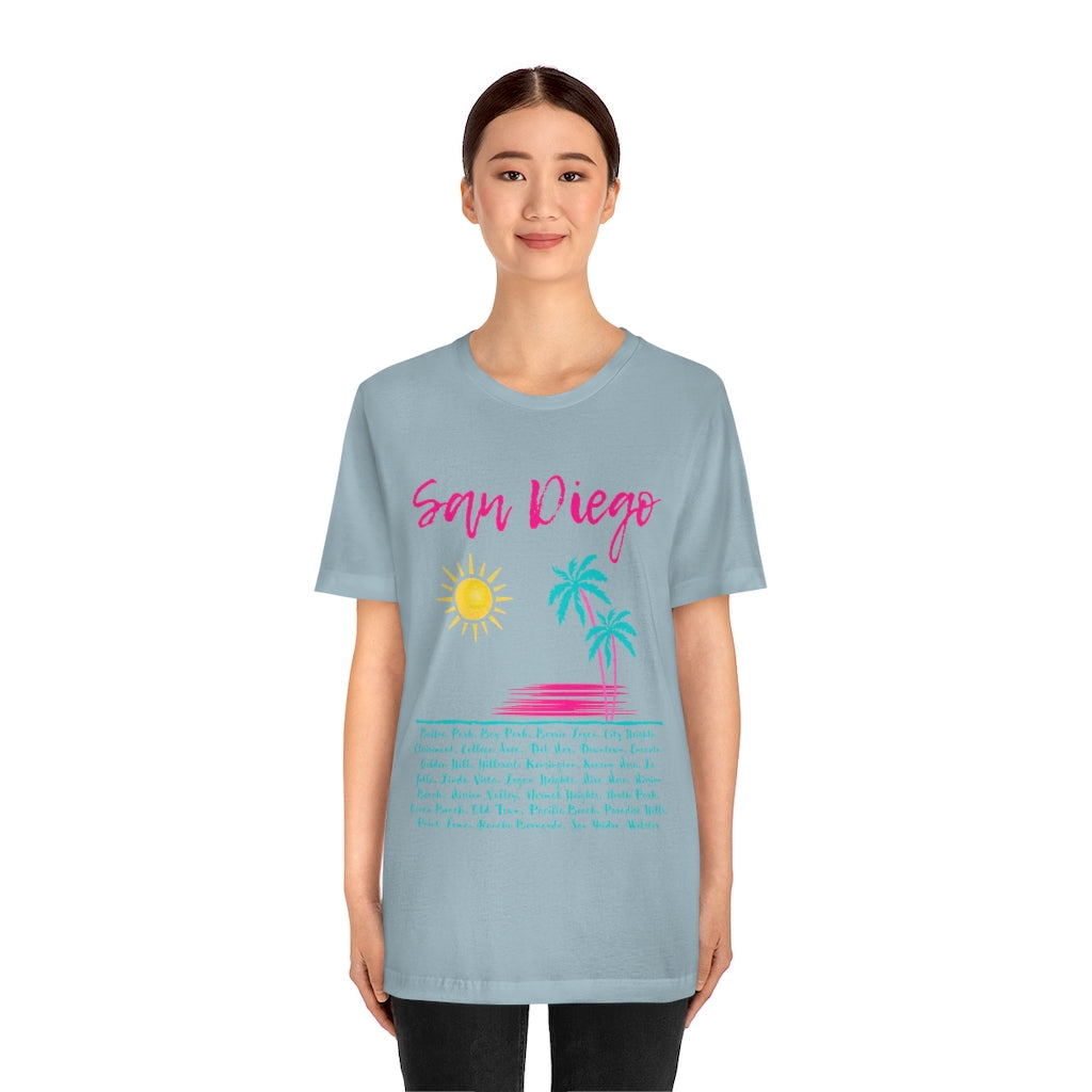 San Diego Neighborhoods Tee | SD Areas T-shirt (Pink)