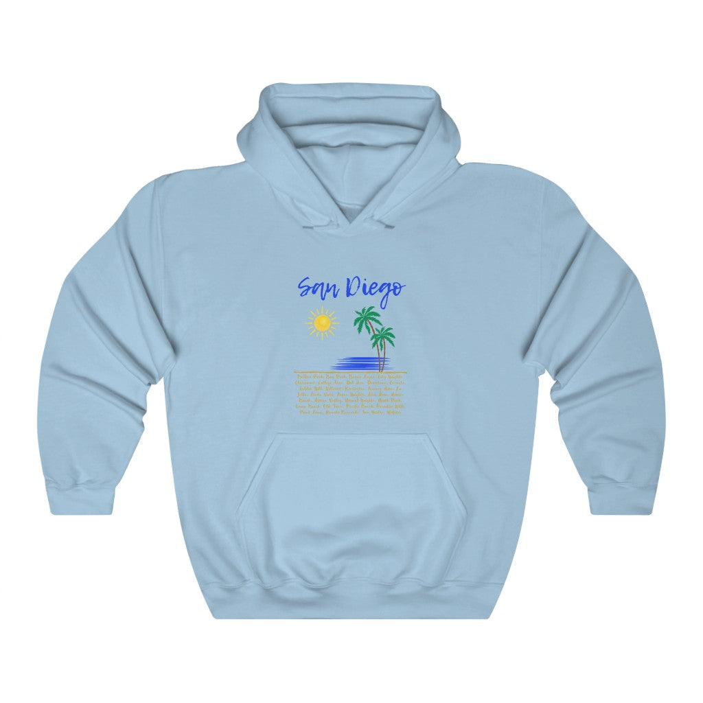San Diego Neighborhoods Hoodie | SD Areas on back (Royal Blue)