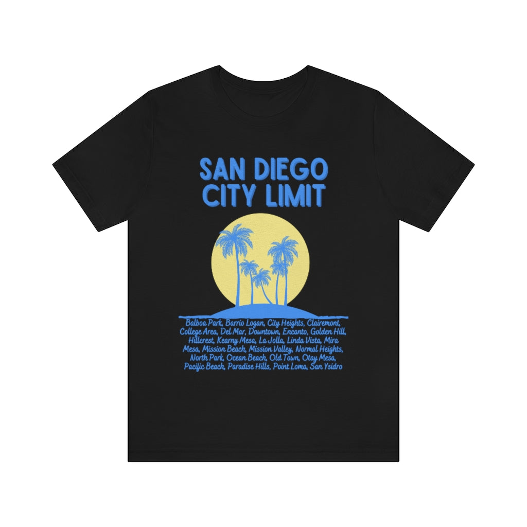 San Diego City Limit Tee | SD Areas on back (Baby Blue)