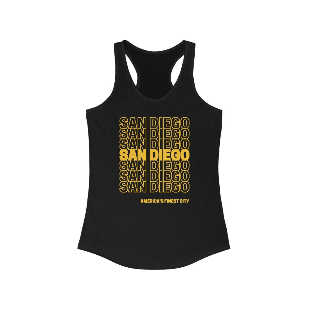 San Diego "Thank You" Women's Racerback Tank Top (Yellow)