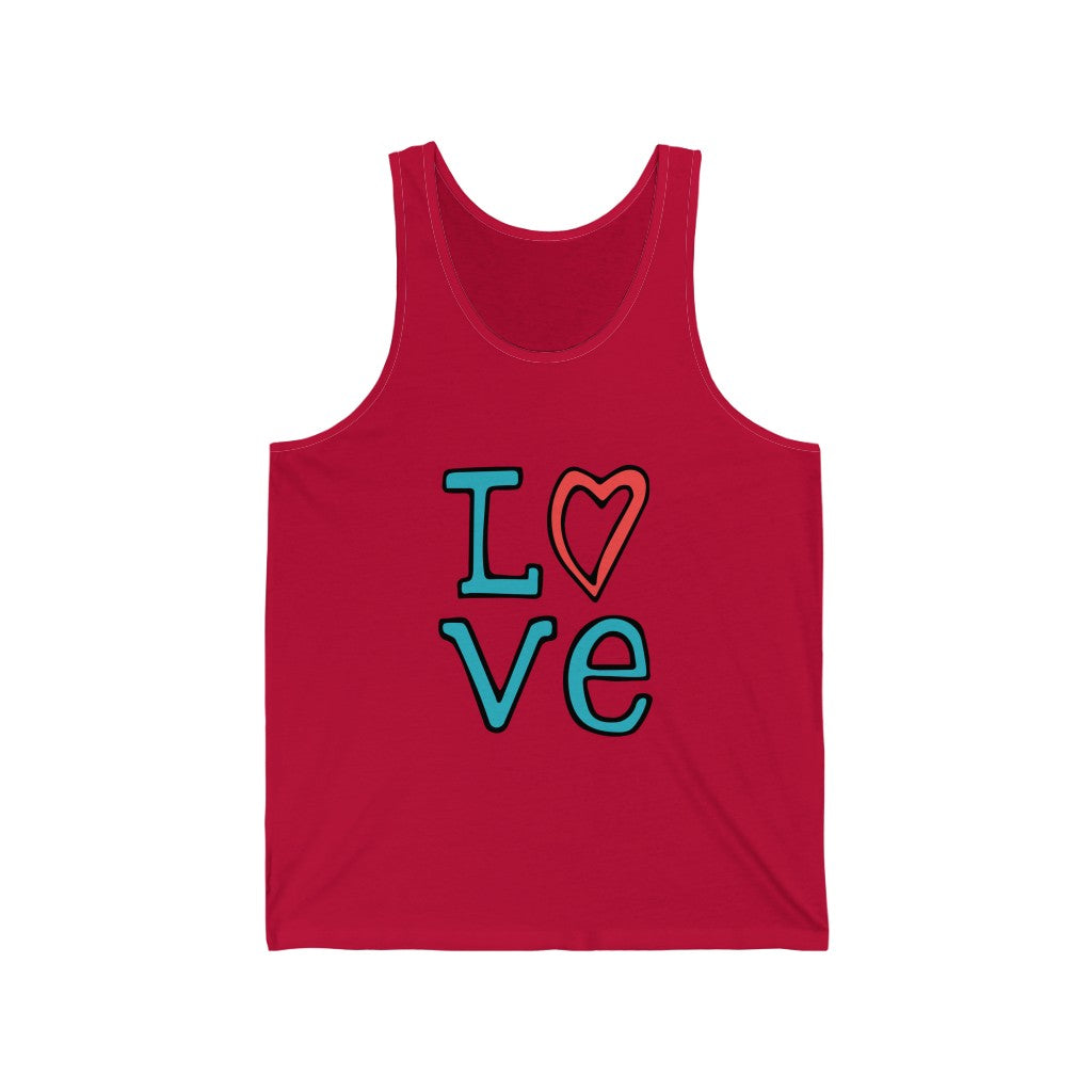 LOVE Tank-Top (Teal and Red)