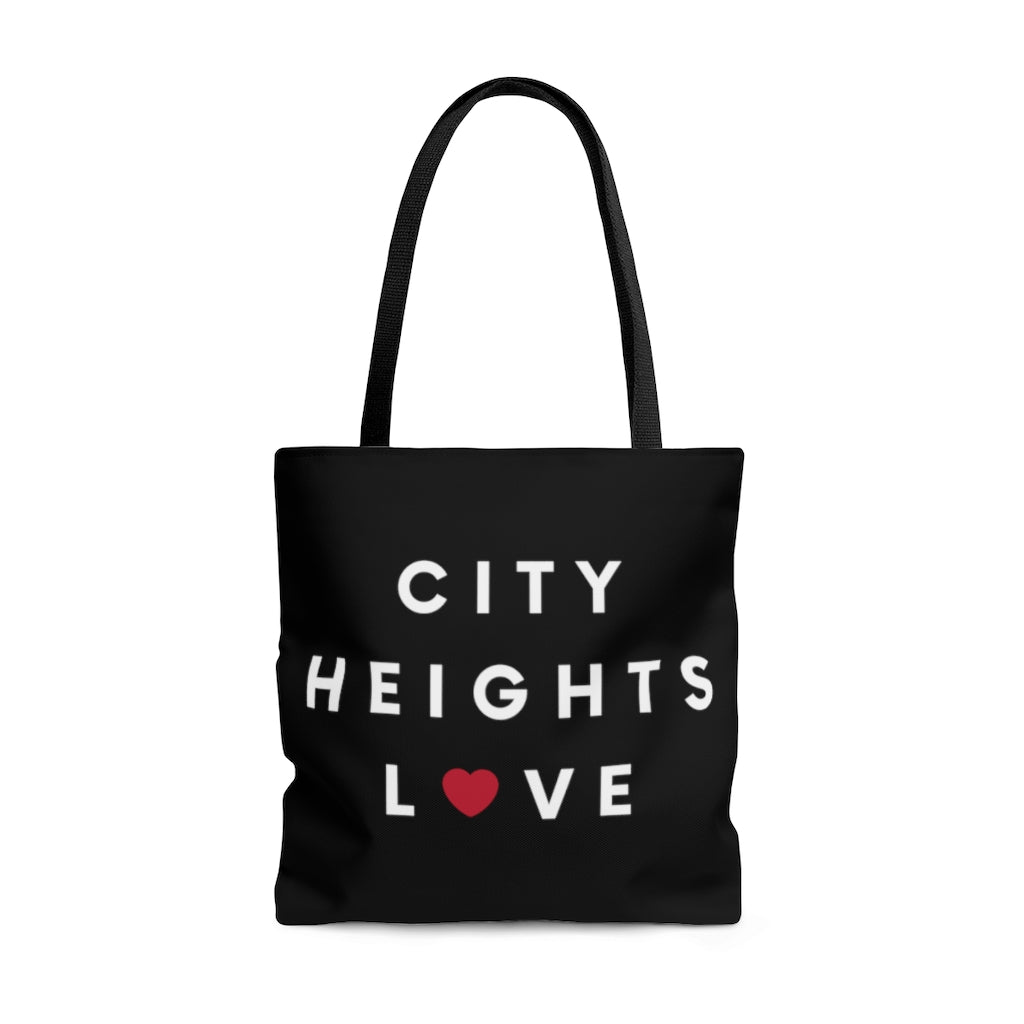 City Heights Love Black Tote, Shopping Bag, Beach Bag