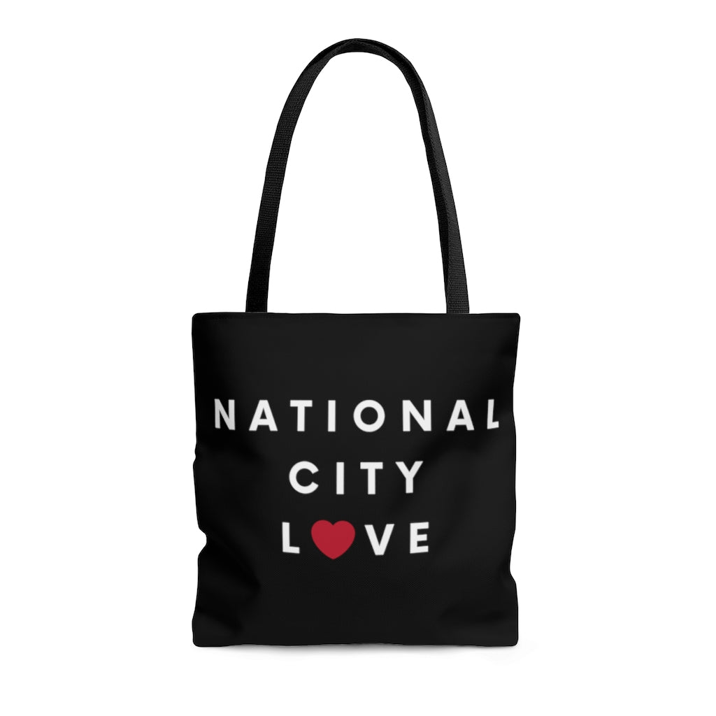 National City Love Black Tote Bag, San Diego County Neighborhood Beach Bag