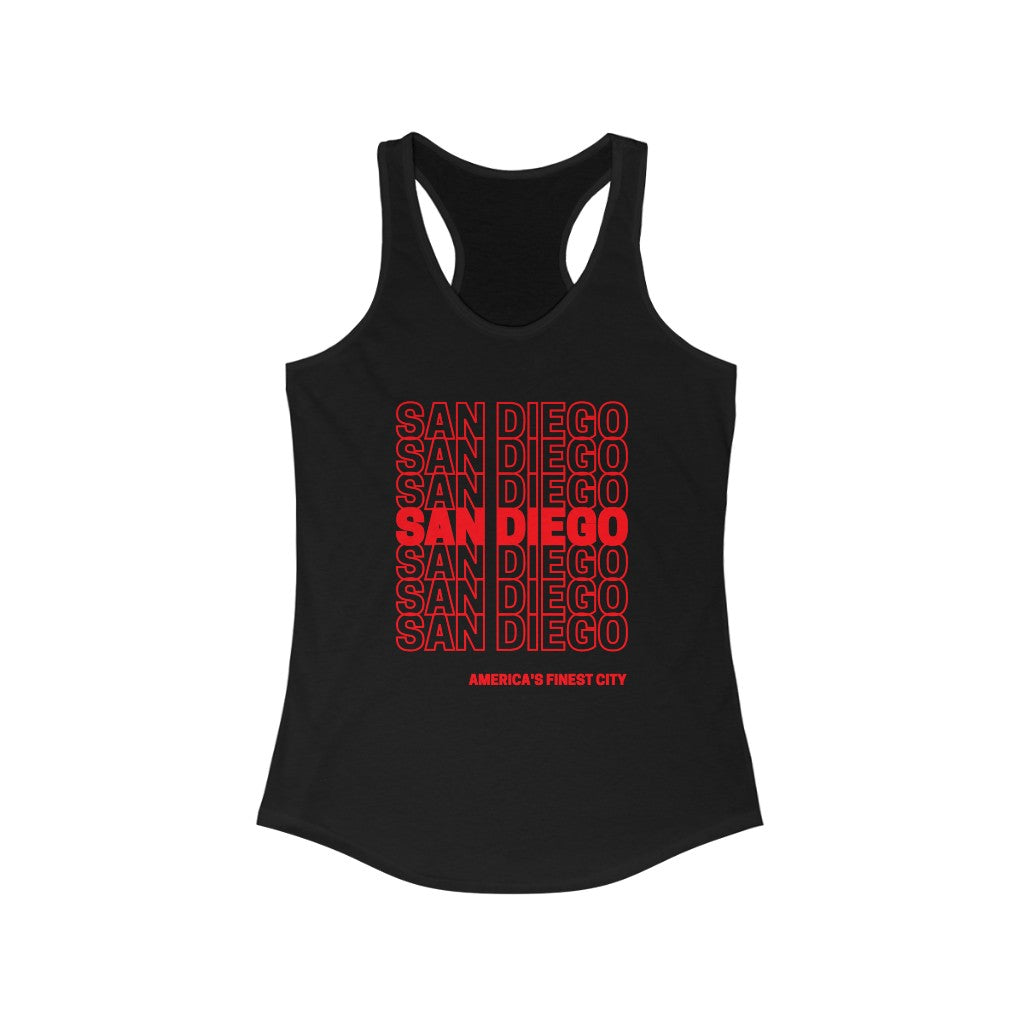 San Diego "Thank You" Women's Racerback Tank Top (Red)