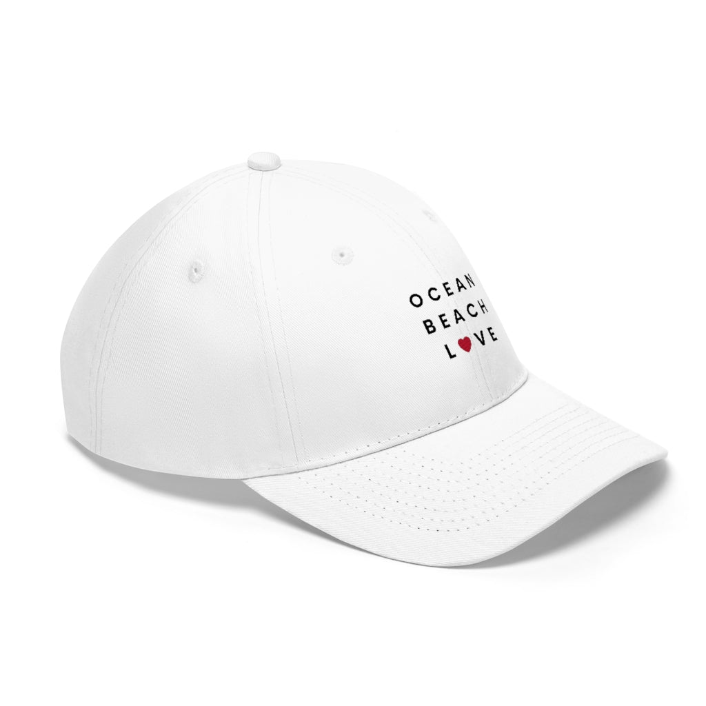 Ocean Beach Love Twill Hat, San Diego Neighborhood Cap (Unisex) (Multiple Colors Avail)