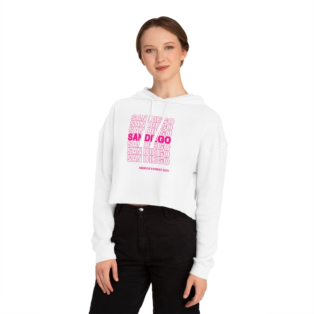 San Diego "Thank You" Cropped Women's Hoodie (Pink)